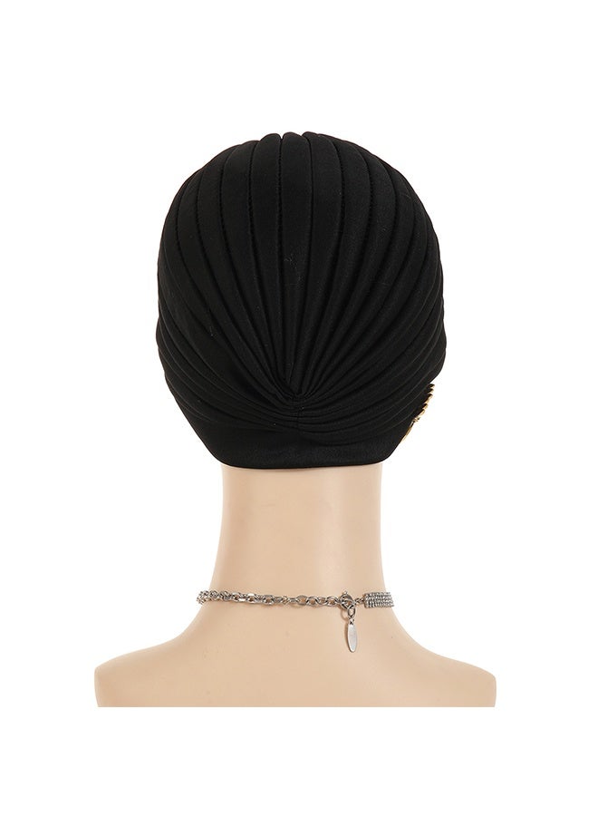 Golden Rhinestone Twist Headband Pre-tied Scarf Elastic Wedding Party Women's Hat Fashionable Stretch Breathable Bucket Hat - Image 4
